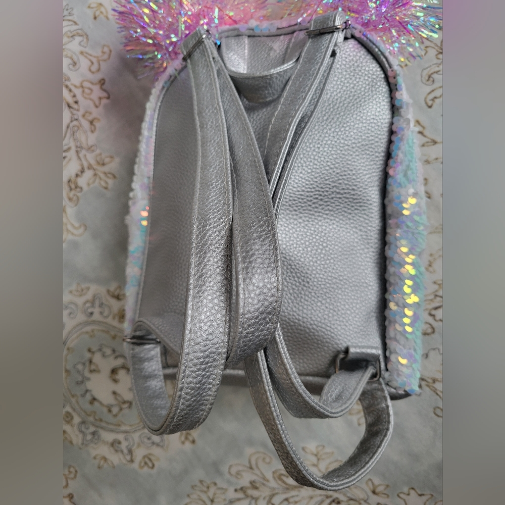 NWOT Justice 'M' Mini Sequin Backpack - Picture 4 of 7